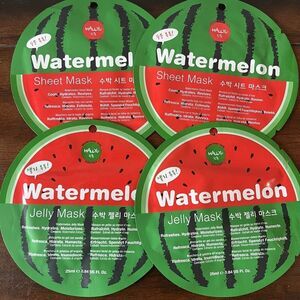 4 x Hallyu Watermelon Jelly Sheet Mask Cools - Hydrates - Revives
